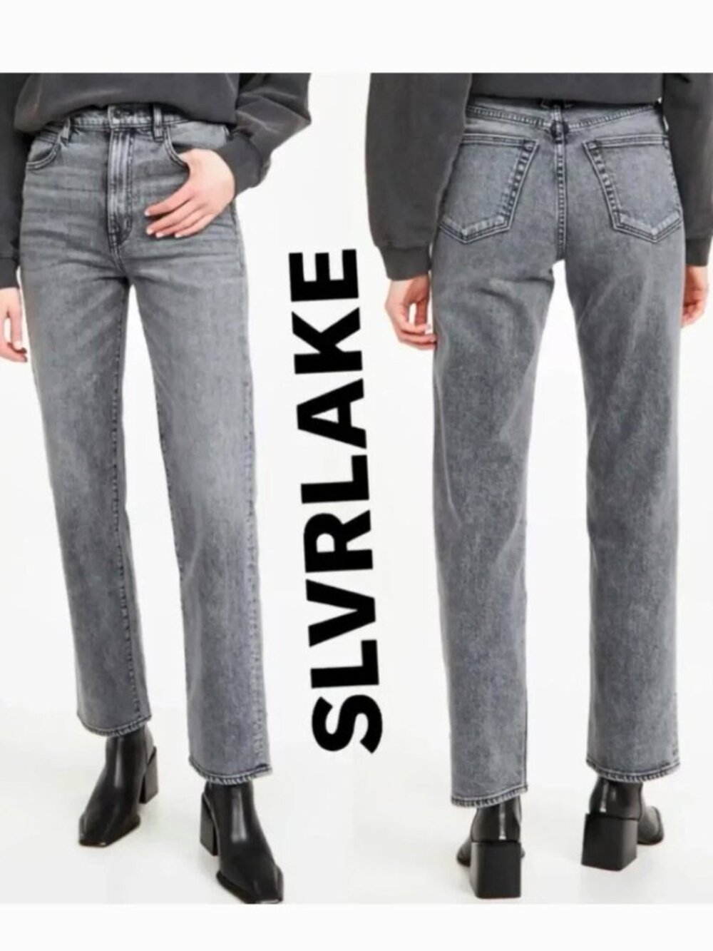 SLVRLAKE London Cropped Straight Jeans High Rise Grey US 25
